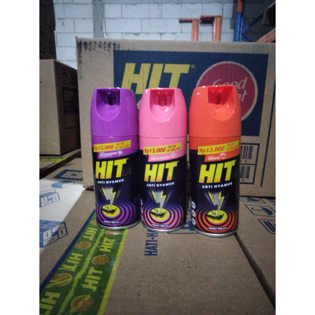 HIT AERSOL KEMASAN BARU 150ml ANTI NYAMUK ALAT SEMPROT OBAT SERANGGA HARUM WANGI LILY BLOSSOM ORANGE