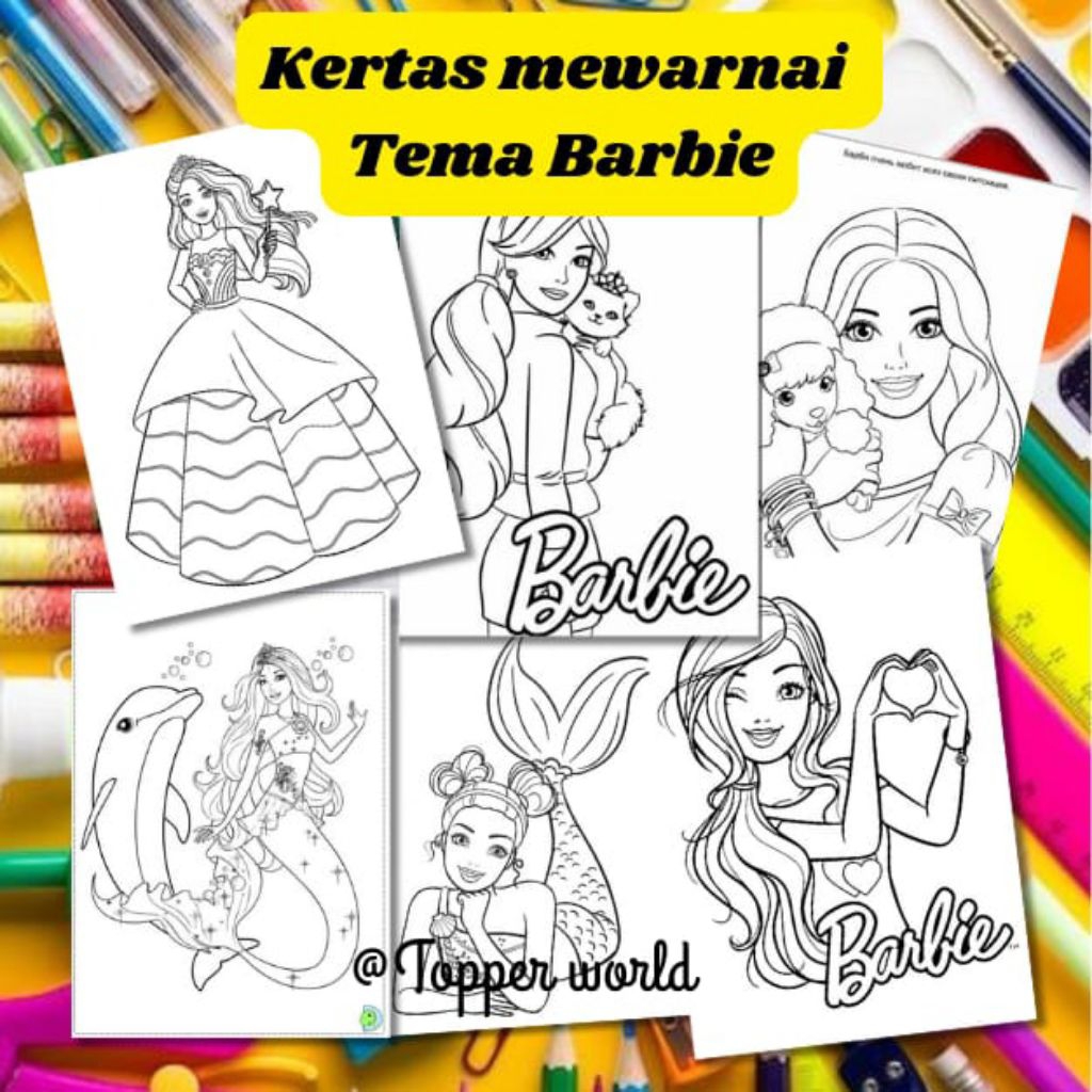 

20 LEMBAR KERTAS MEWARNAI ANAK TEMA BARBIE (READY LANGSUNG KIRIM)