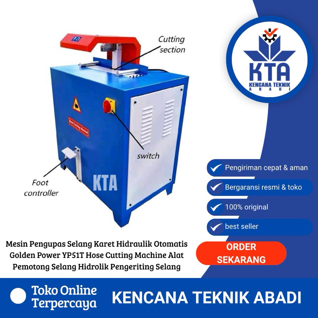 Mesin Pengupas Selang Karet Hidraulik Otomatis Golden Power YP51T Hose Cutting Machine Alat Pemotong