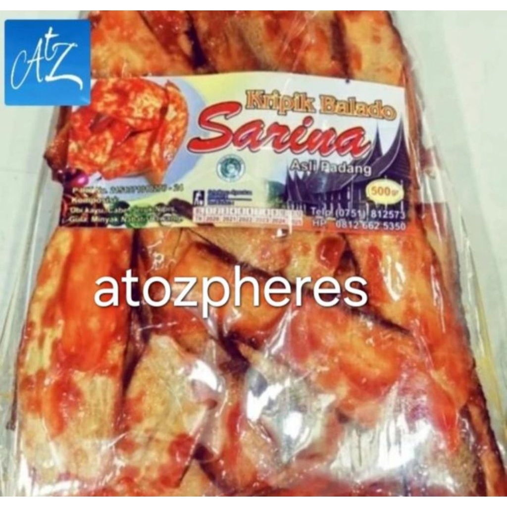 

Keripik kripik ubi kayu singkong sanjai sanjay balado halal MUI Sarina asli Padang 250g 500g