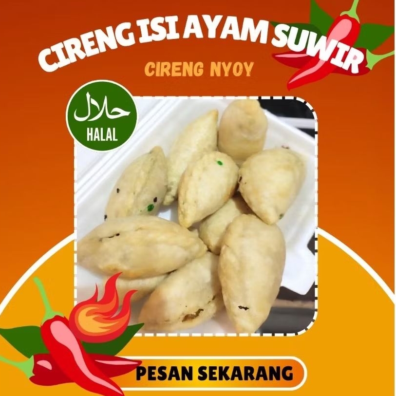 

Cireng Ayam Suwir Rasa Pedas Dan Original isi 10 pcs isian full