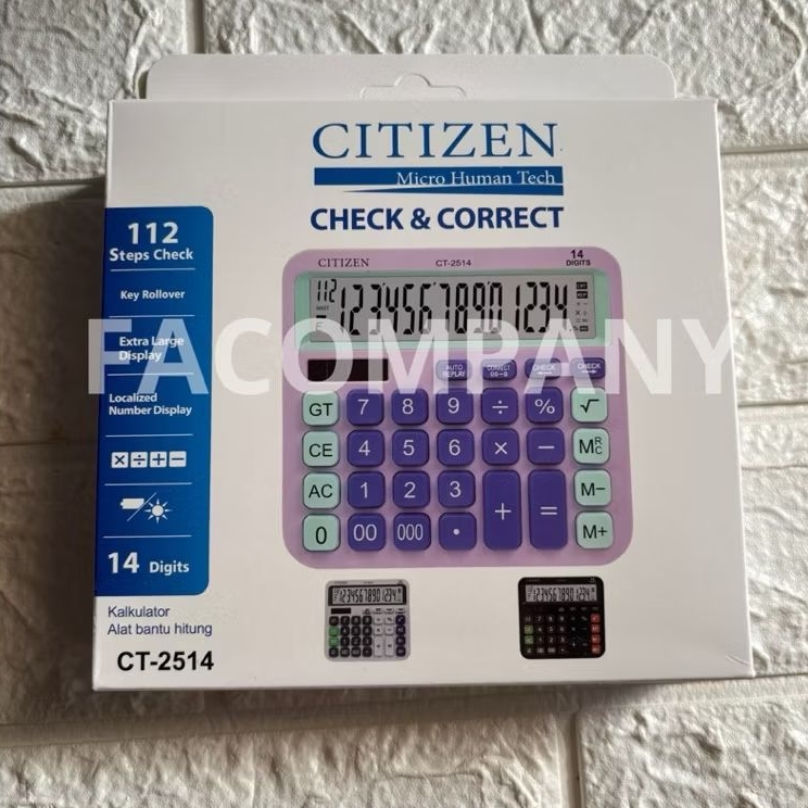 

TERMURAH‼️KALKULATOR CITIZEN CT-2514 / 14 DIGIT CHECK & CORRECT