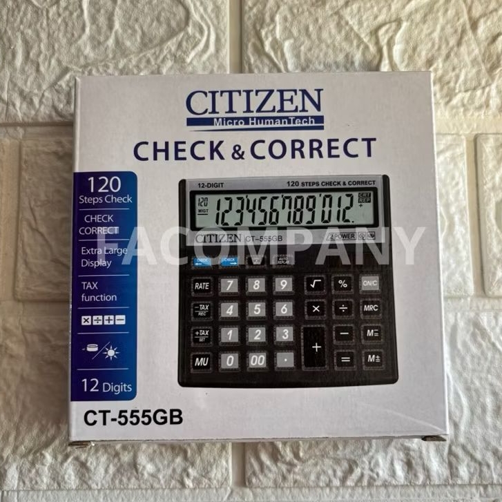 

TERMURAH‼️KALKULATOR DAGANG CITIZEN CT-555GB / 12 DIGIT CHECK AND CORRECT