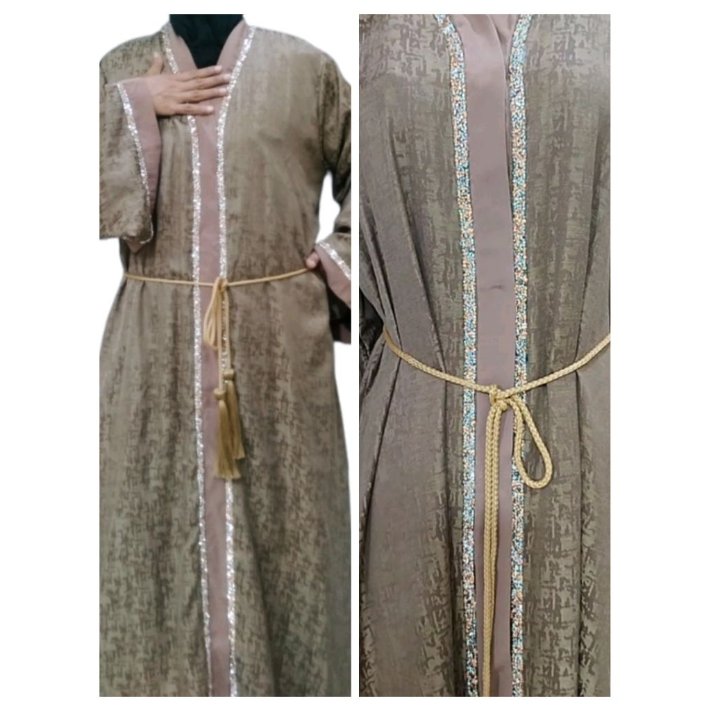 Abaya turki maroon abu cream abaya jaguard turki