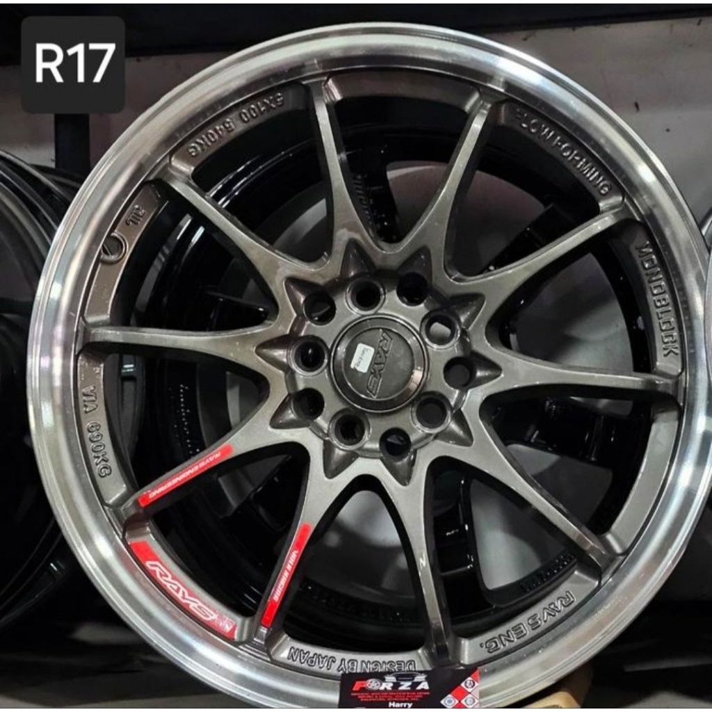 Velg Rays CE28 R17 PCD5x100/114.3 Hyperblack lip Polish. Lebar 8 ET 40