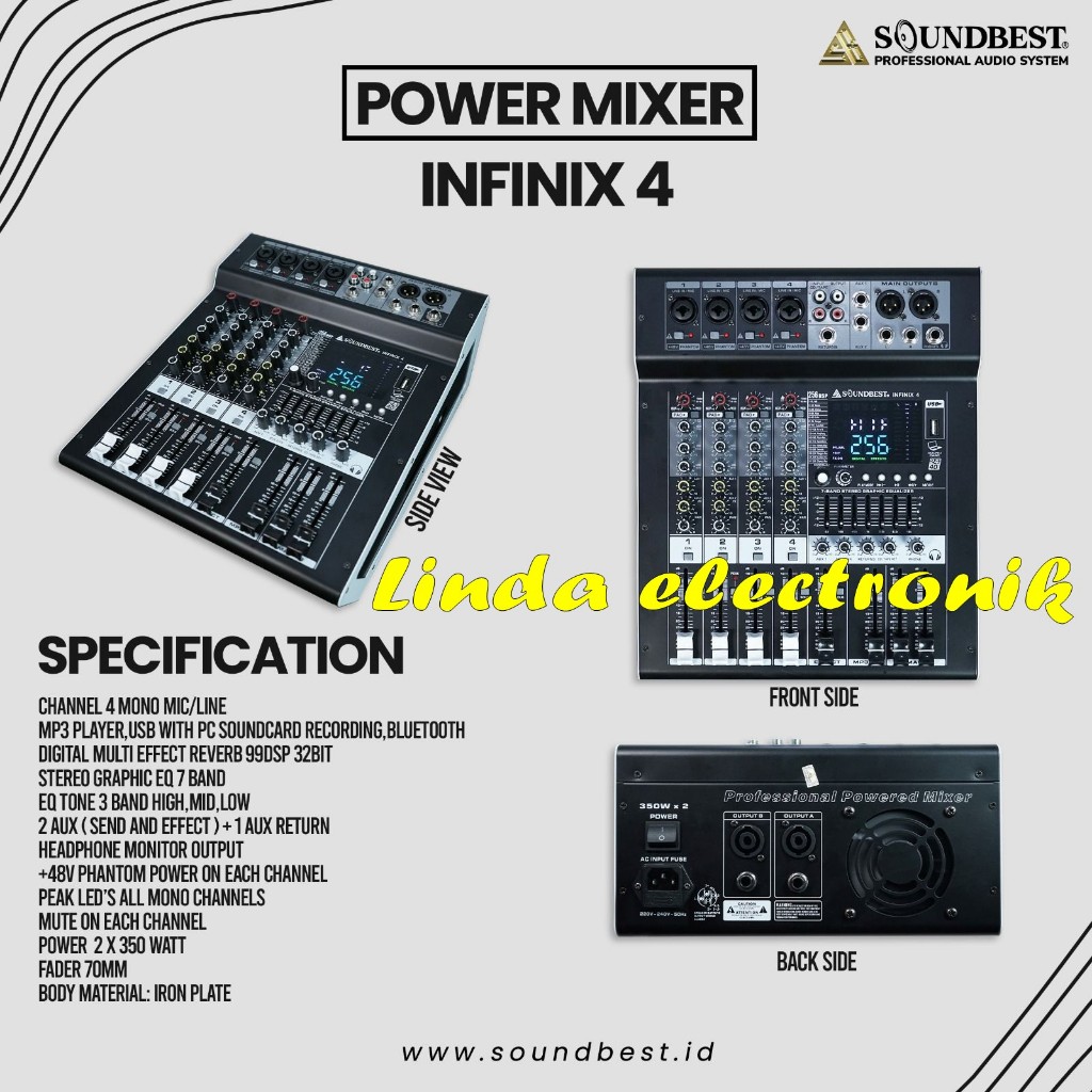 POWER MIXER INFINIX 4 / INFINIX-4 SOUNDBEST AUDIO 4 CHANNEL