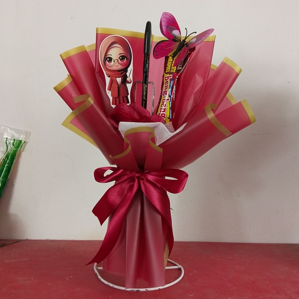 

amara.gift - Buket GURU Buket Snack Beng Beng + Balpen HARI GURU - Hadiah Kado Bouquet Perempuan