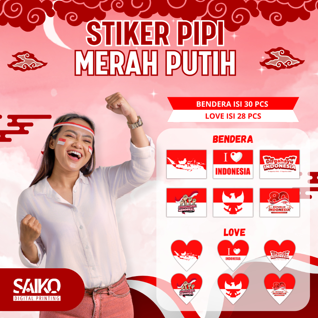 

Stiker Pipi Bendera Merah Putih & Bentuk Love l Kemerdekaan Hut Republik Indonesia 17 Agustus