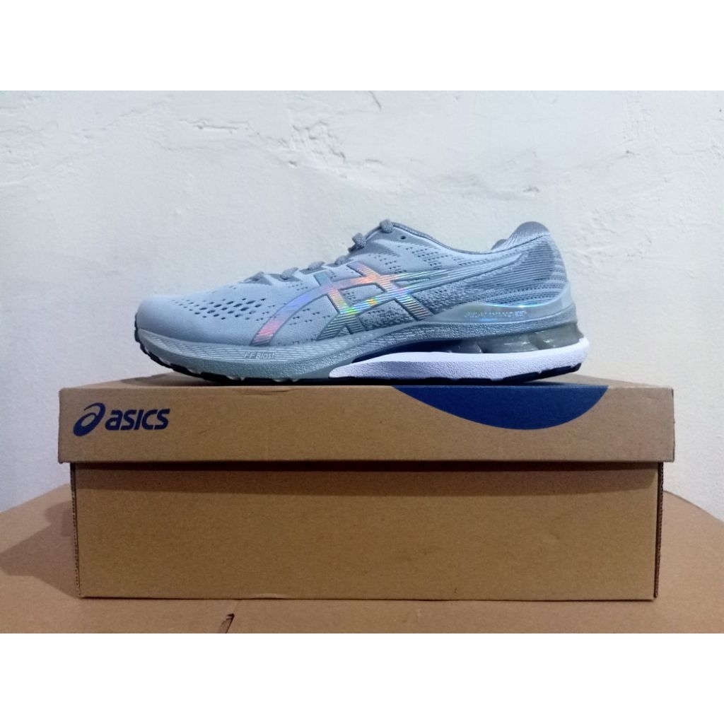 SEPATU LARI PRIA ASICS GEL KAYANO 28 PLATINUM PIEDMONT GREY/WHITE ORIGINAL