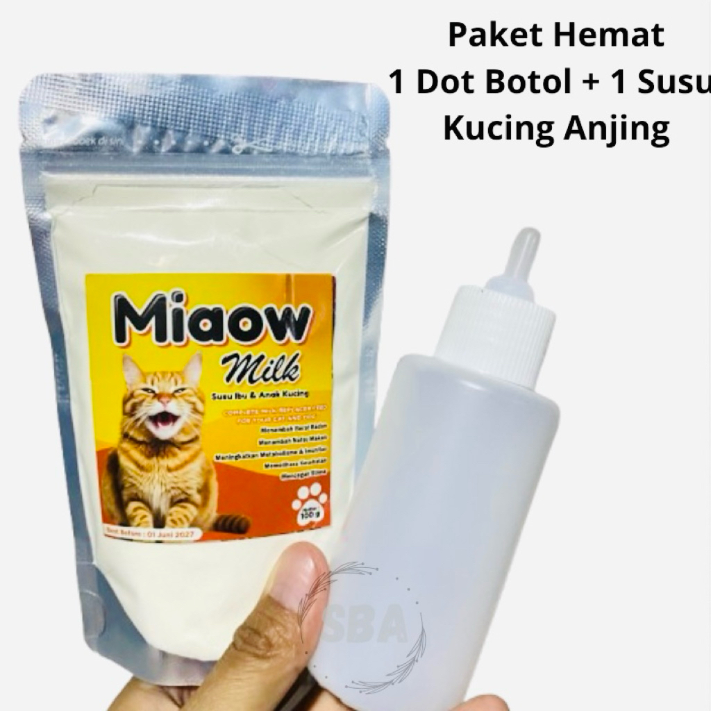 Dot Kucing + Susu Kucing Baru Lahir Paket Hemat Susu Dan Dot Kucing Kitten Miaow Milk 100gr