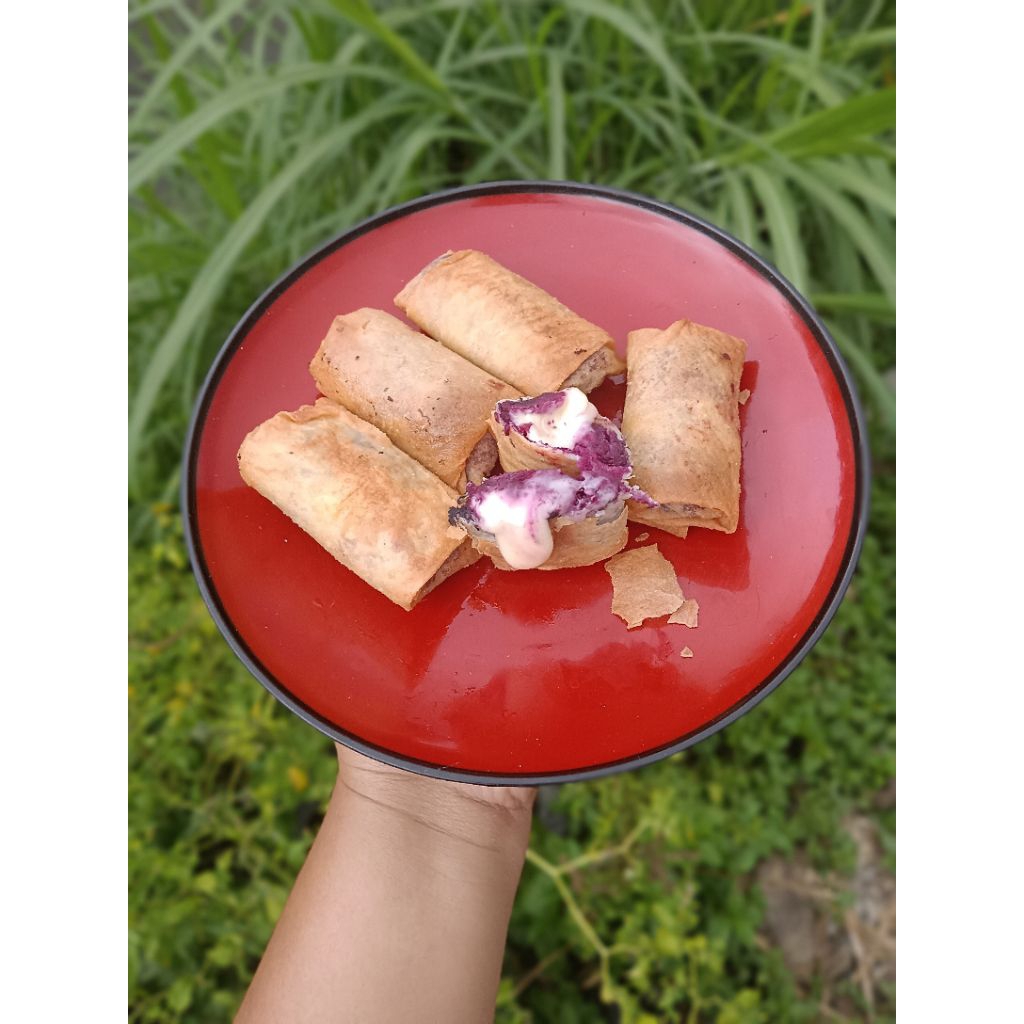 

Lumpia ubi isian keju lumer/mozza/coklat isi 5