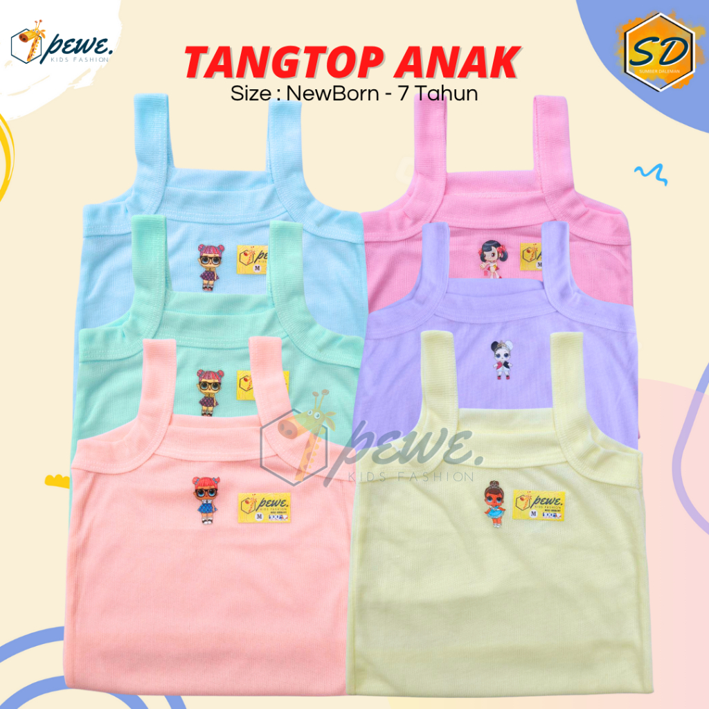 6 Pcs tangtop anak perempuan 4 tahun perempuan / kaos dalam anak perempuan bahan halus / tengtop ana