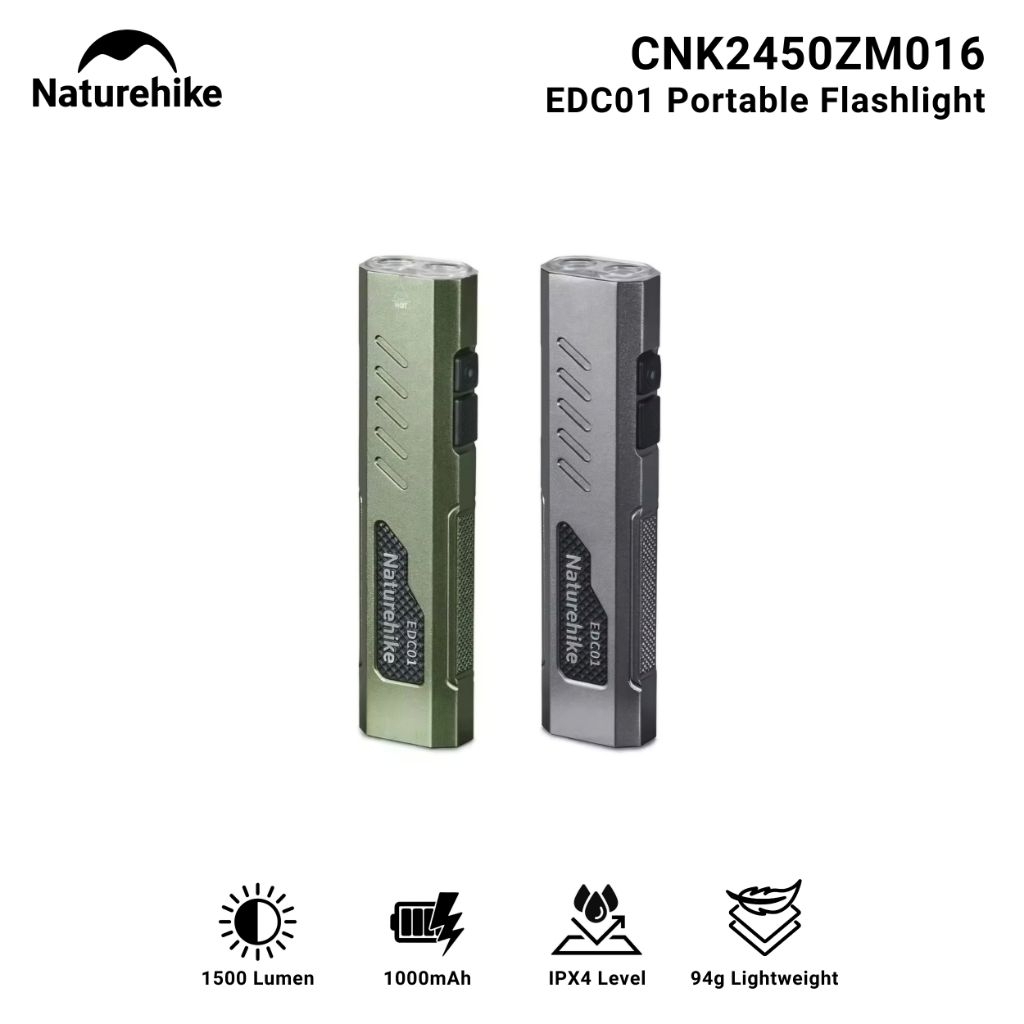 LAMPU SENTER  NATUREHIKE CNK2450ZM016 EDC01 PORATBLE FLASHLIGHT LED 1500 LUMEN CAMPING GLAMPING HIKI