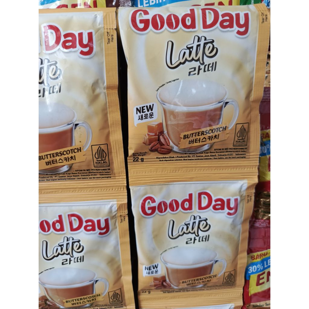 

Goodday latte butterscotch satu renceng isi 10 pcs