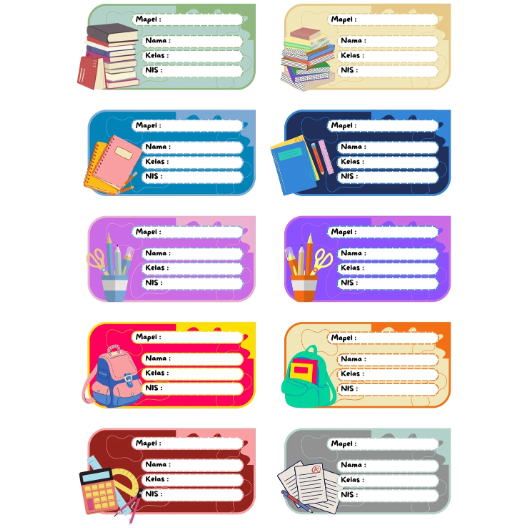 

20pcs Stiker Label Nama Dan Mata Pelajaran