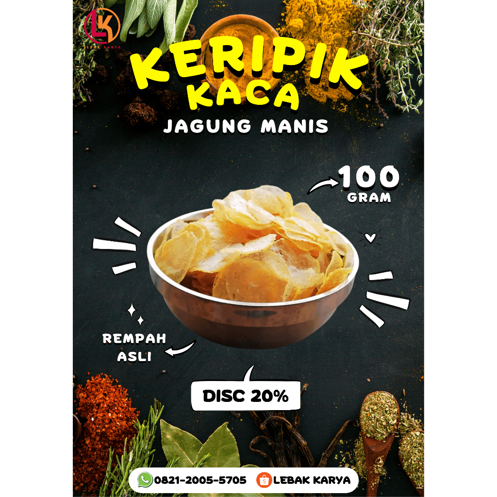 

Keripik Kaca Jagung Manis Bumbu Melimpah | Kripca 100gr | Renyah - Gurih - Tipis | LEBAK KARYA