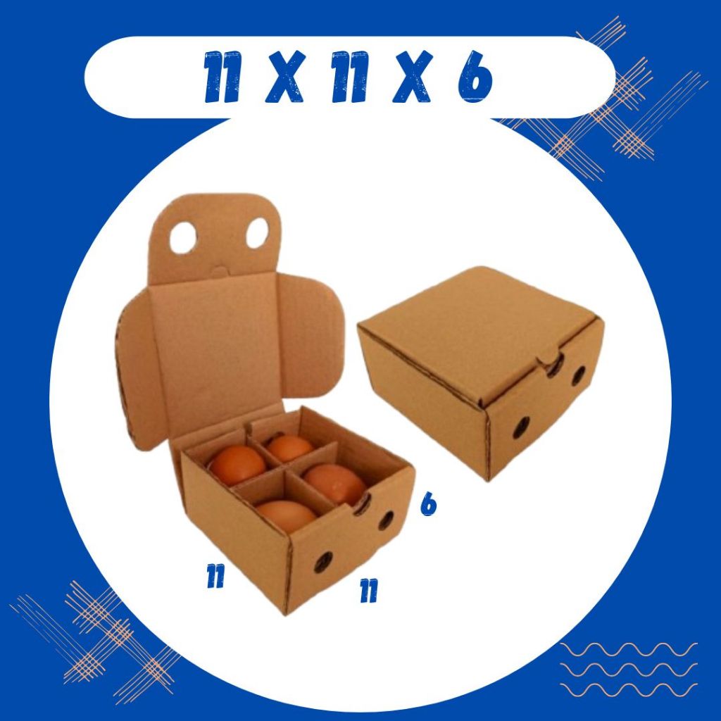 

Box telur 11x11x6 LD Kardus Telur isi 4 Packing Kotak Dus Telur Asin Tray Endog Endok Malang Grosir