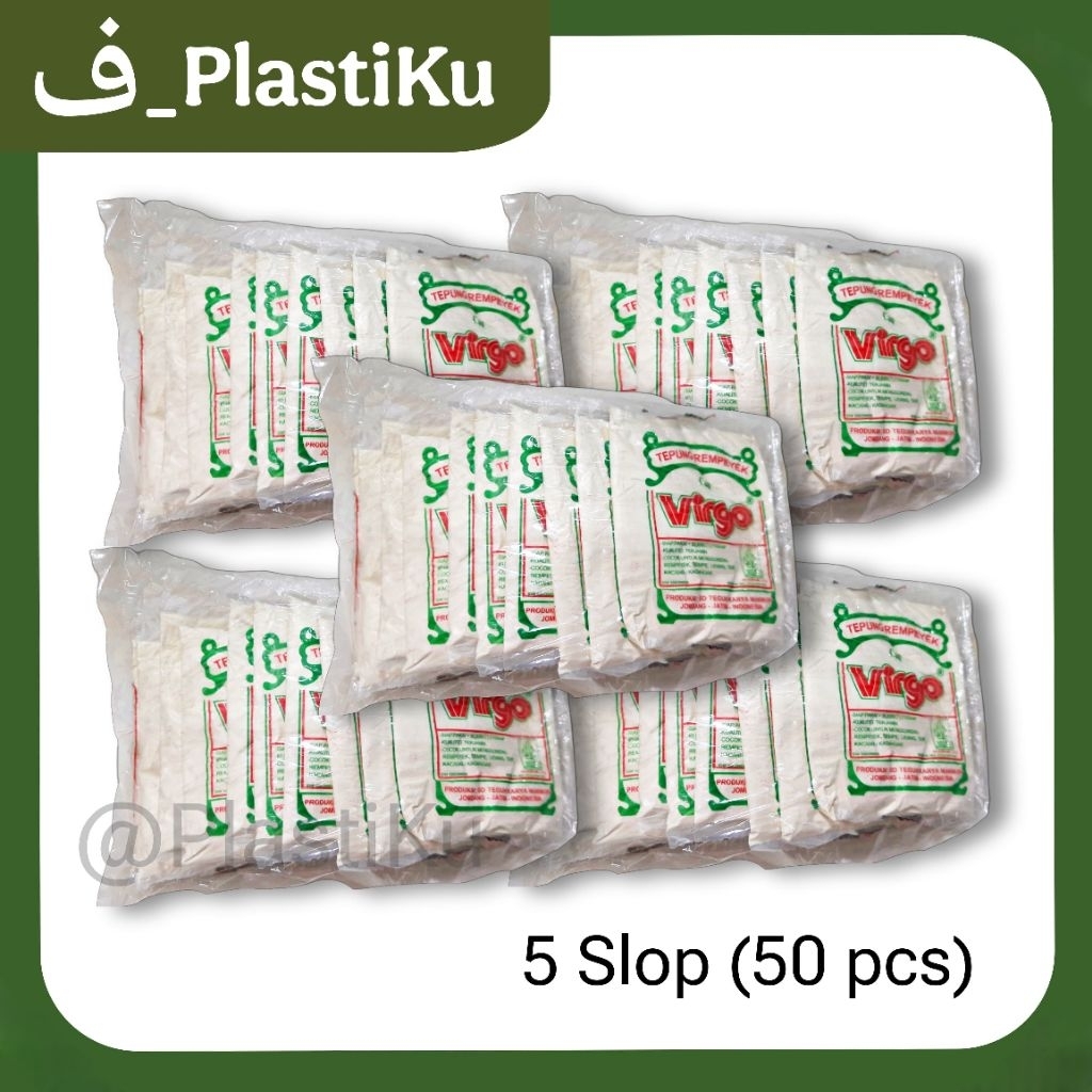 

Tepung Rempeyek Cap Virgo 5 Slop isi 50 pcs (total 1 kg)