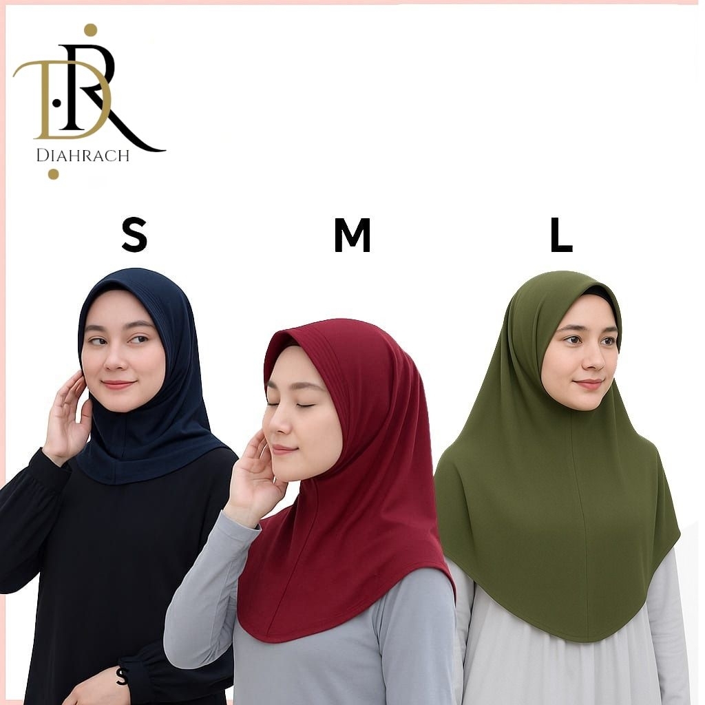 Hijab Bergo Sport Polos Ukuran M / S / Jersey Premium | Hijab Sport Bergo Oval Jersey Premium