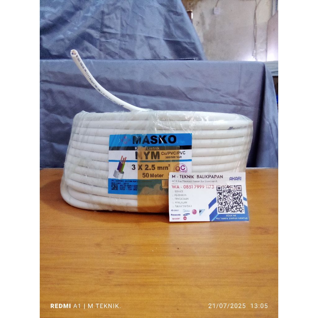 kabel 3x2,5m (permeter saja)