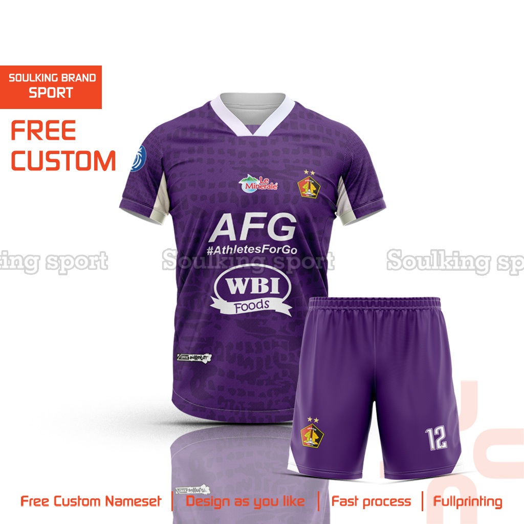 Jersey Bola Persik Kediri 2024 - 2025 Away Home Ungu Kuning Free Custom Nama Desain Suka-suka