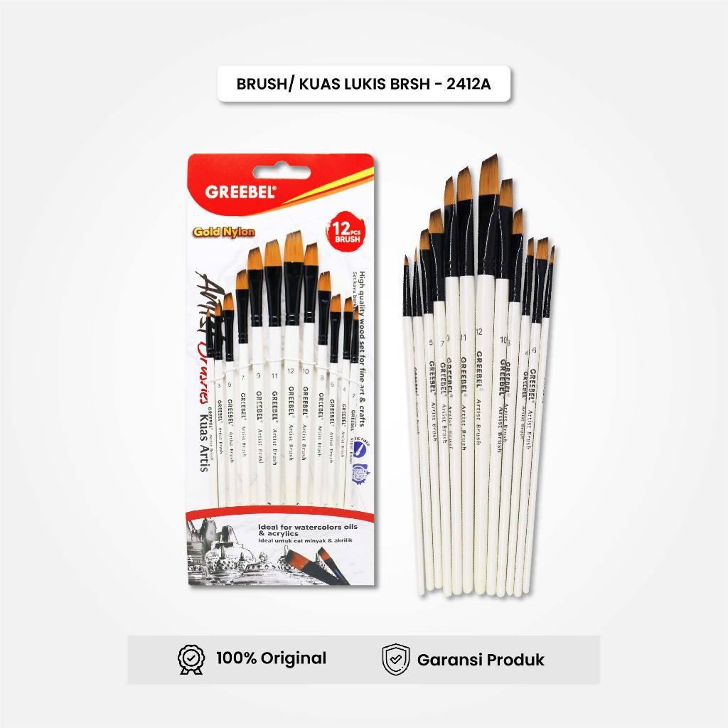 

GREEBEL Kuas Lukis Paint Brush Set BRSH-2412A (12PCS) Kuas Lukis Cat Minyak Kuas Lukis Cat Akrilik