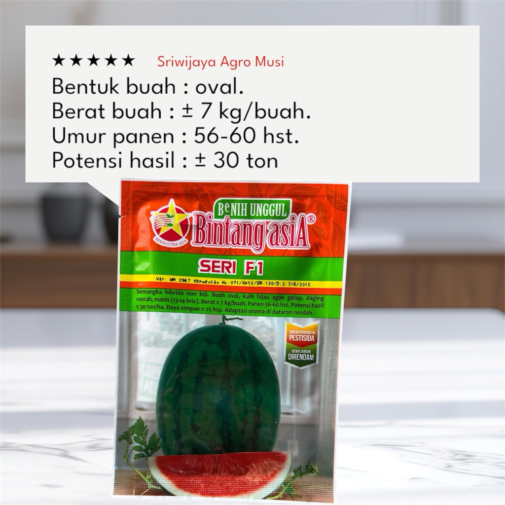 SERI F1 Semangka Hibrida Oval Non Biji 20Gram