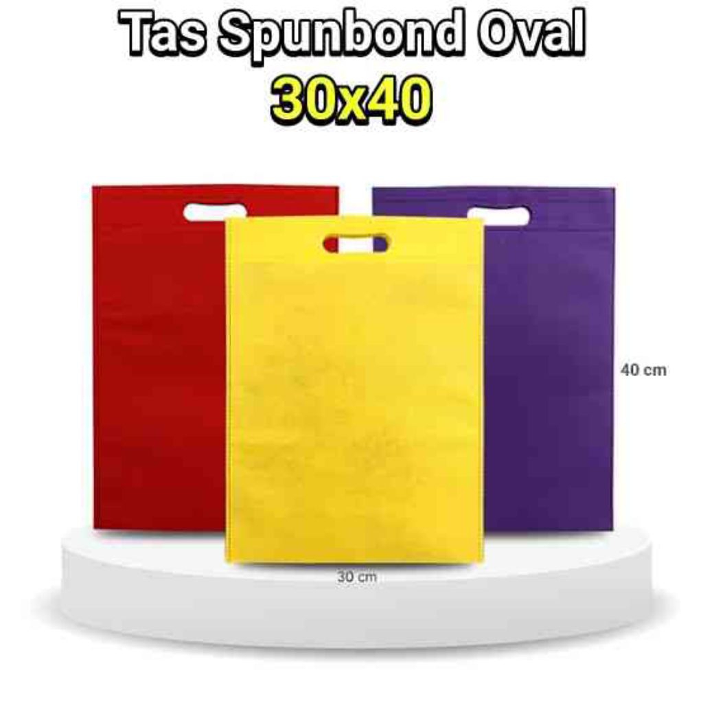 

Tas Spunbond Oval uk 30x40 / Goodie Bag 75 gsm / Tas Kain Polos