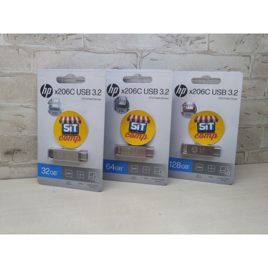 Flashdisk OTG Type-C HP X206C 32Gb 64Gb 128Gb USB 3.1