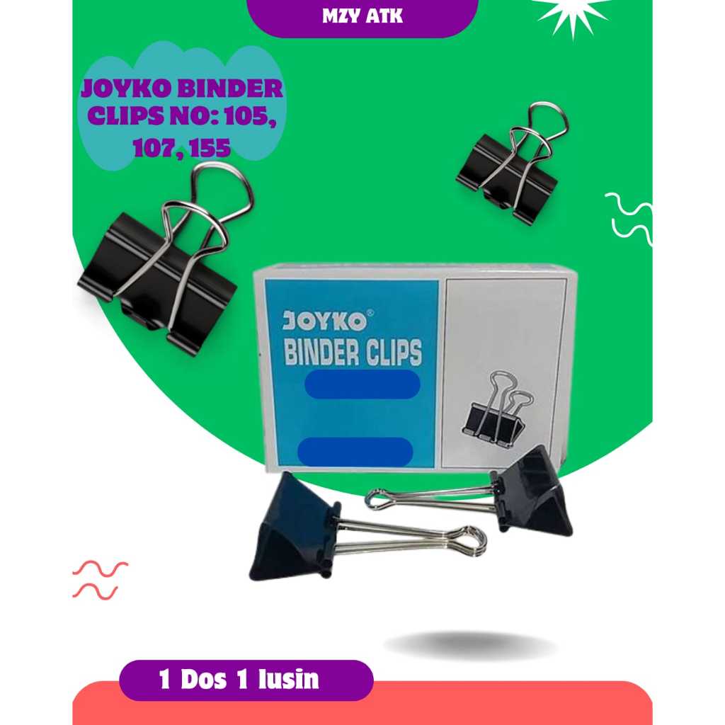 

Binder Clip No. 155, 107 ,105 Joyko - Klip Hitam isi 12 Buah Jepitan Kertas File Dokumen Clips