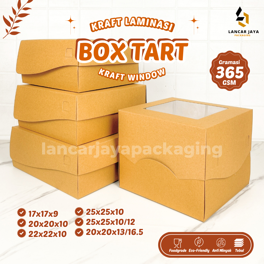 

[350 gsm] Tart Box Kotak Kue Cake Chiffon Roti Kraft Jendela 25 25 12 CM
