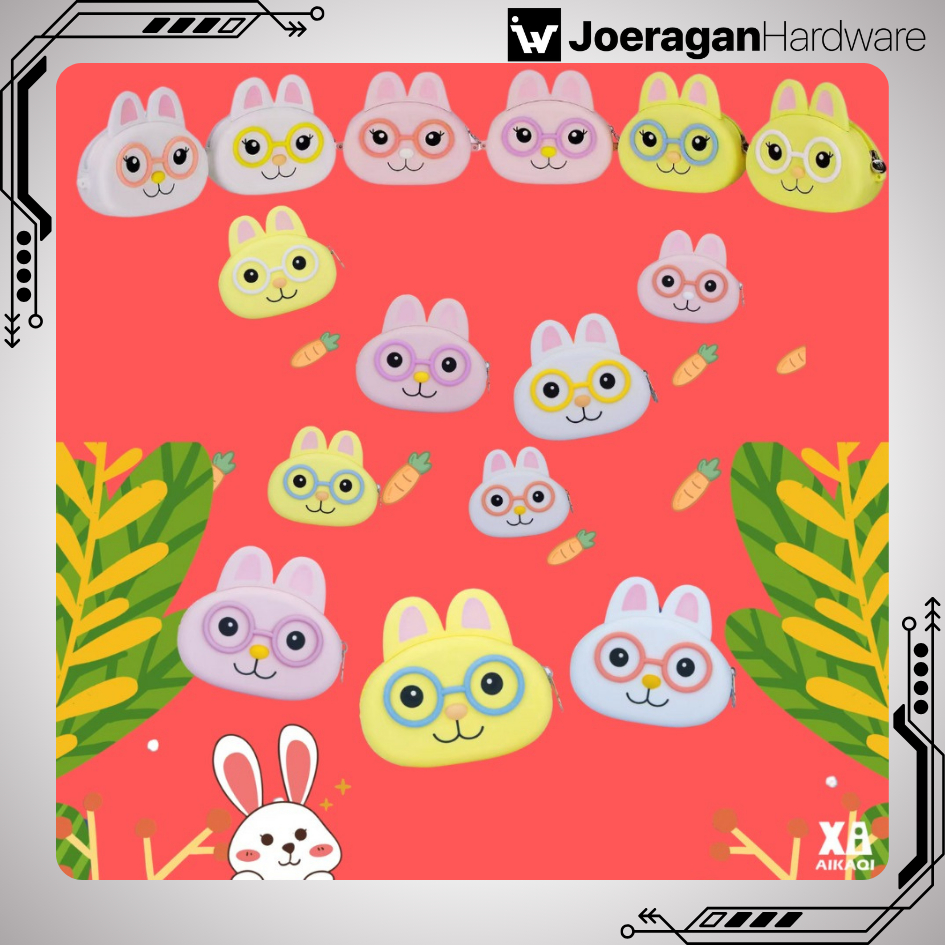 Dompet Koin Bahan Rubber Silikon Karakter Lucu Resleting Uang Receh Karet Silicon Boneka Rabbit