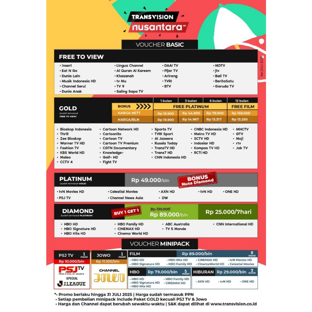 Receiver Paket Parabola TransVision Samsung Nusantara HD Lengkap Paket Nusa FILM dan Paket Nusa HBO 