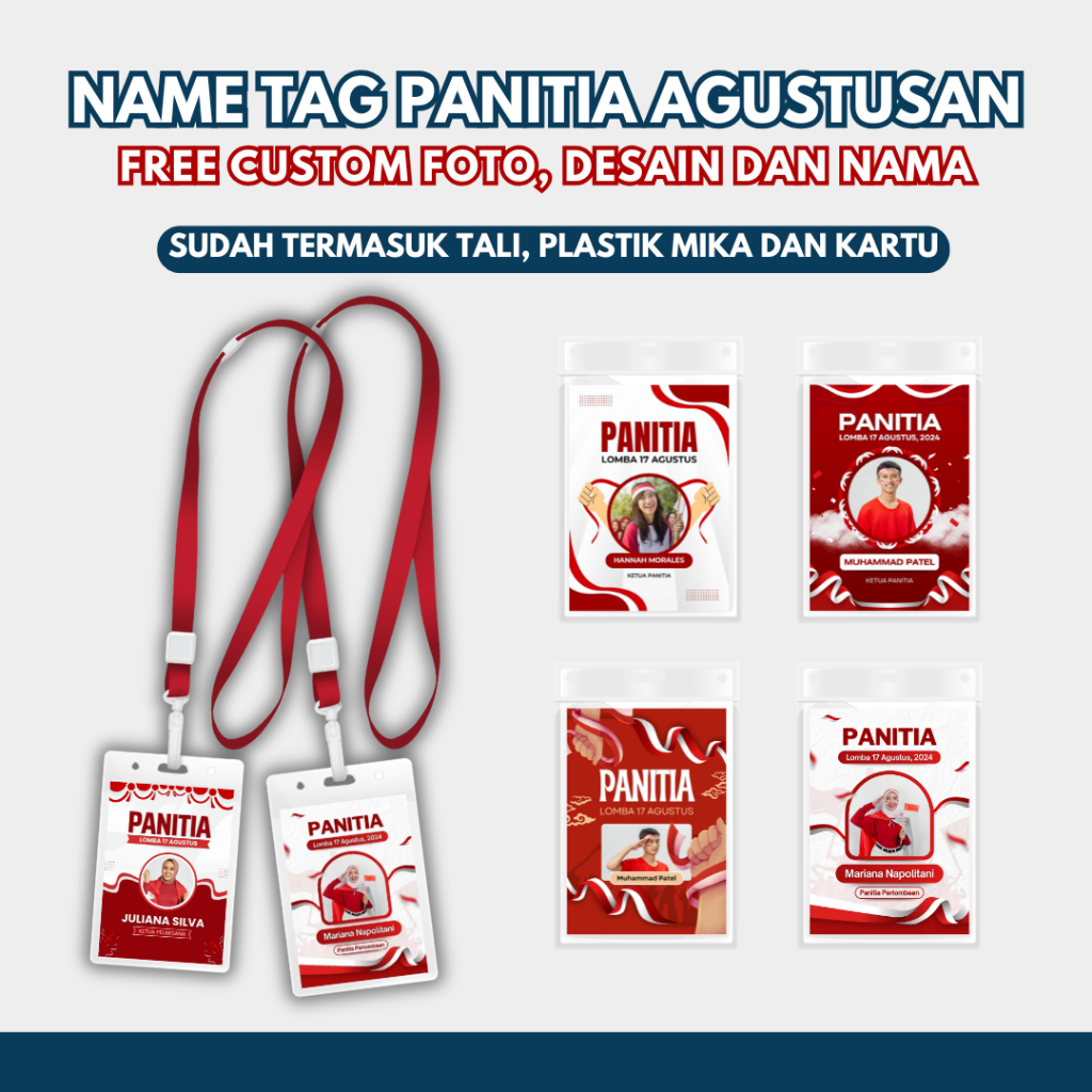 

ID CARD PANITIA LOMBA AGUSTUSAN / NAME TAG PANITIA ACARA AGUSTUSAN CUSTOM FOTO/ DESAIN/ TULISAN