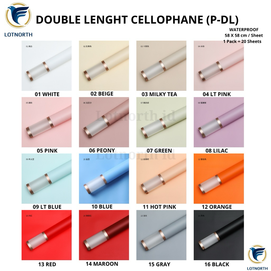 

[1 pack] P-DL / Kertas Buket Bunga / Wrapping Paper Cellophane / Double Lenght Gold Line Cellophane / Kertas Bunga Buket Semi Transparant 2 Dua Frame Lis Transparant Gold List Emas Transparan/ Flower Paper Craft / Kertas Celopen / Plastik Bunga