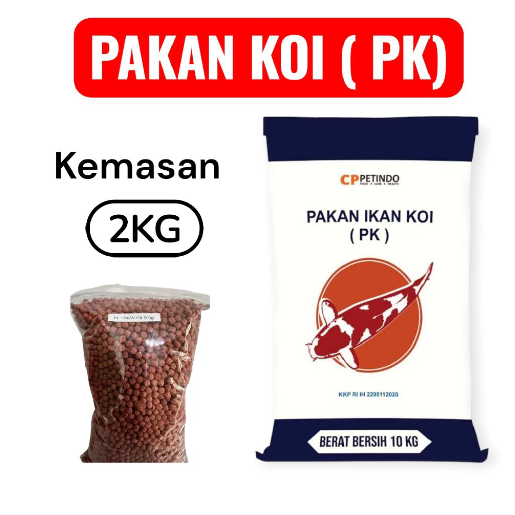 Pakan koi pk kemasan 2kg 5mm merah, pakan koi 5mm