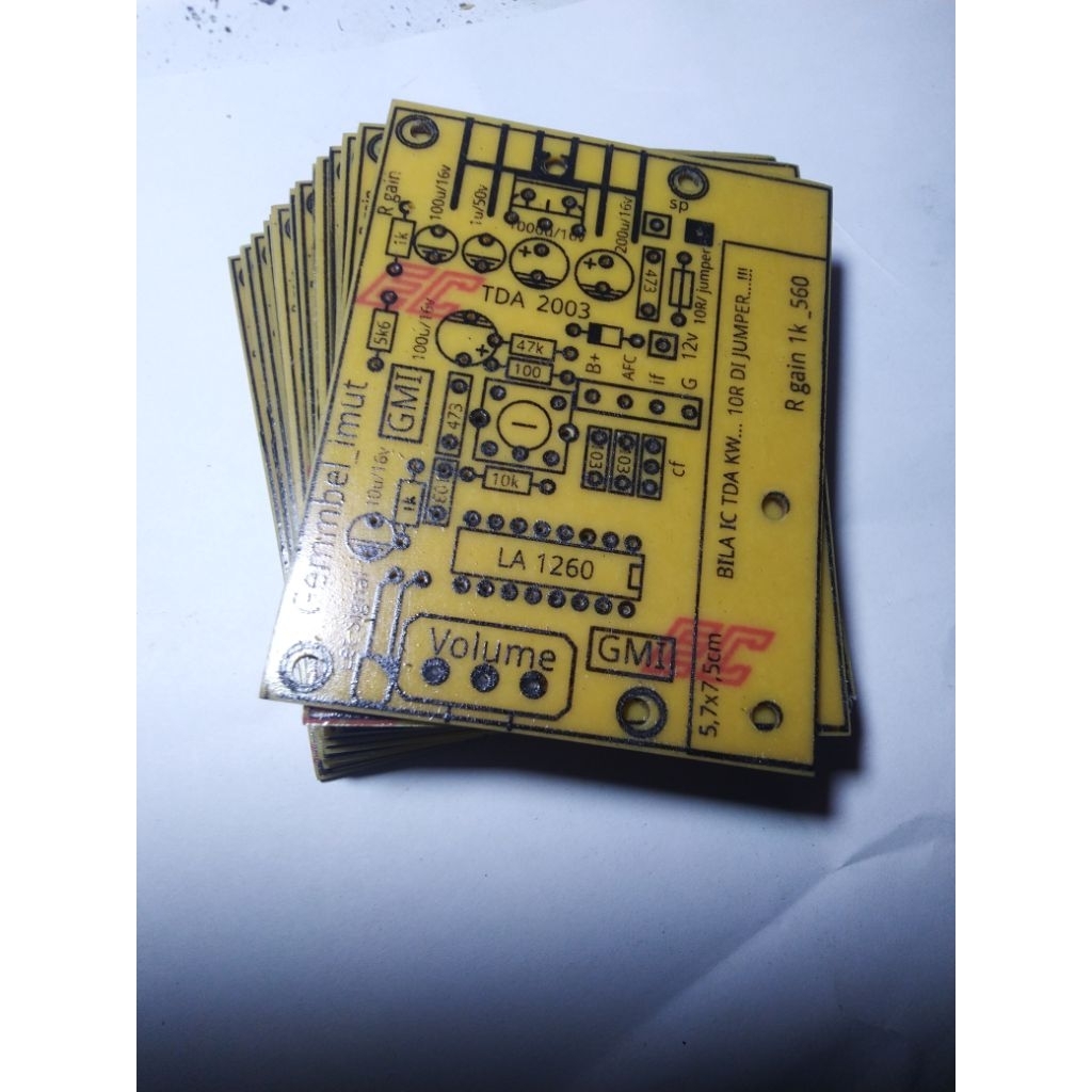 PCB, Radio tuner fm + mini amplifier TDA 2003.( PCB  dicetak manual) info baca deskripsi...
