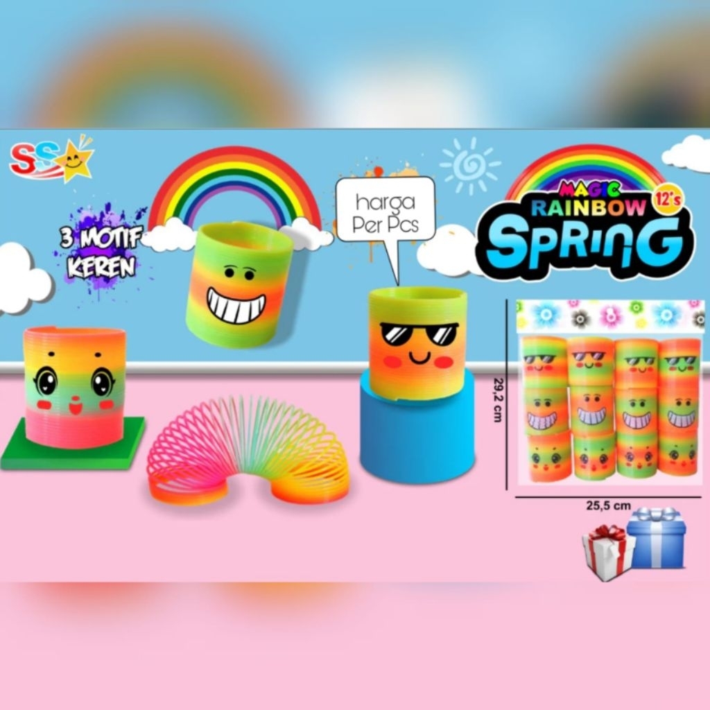 112 Mainan RainBow Spiral Motif Smile / Mainan Anak Anak / Mainan Murah / Mainan Spiral Smile