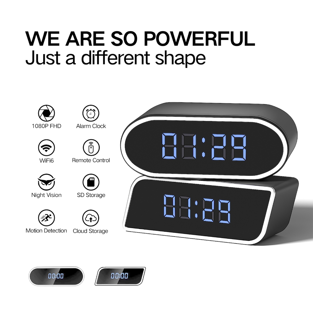 Spy Cam Kamera Pengintai Model Jam Meja Clock WIFI MINI HD 4K INFRARED Night Vision Kamera Unik Dete