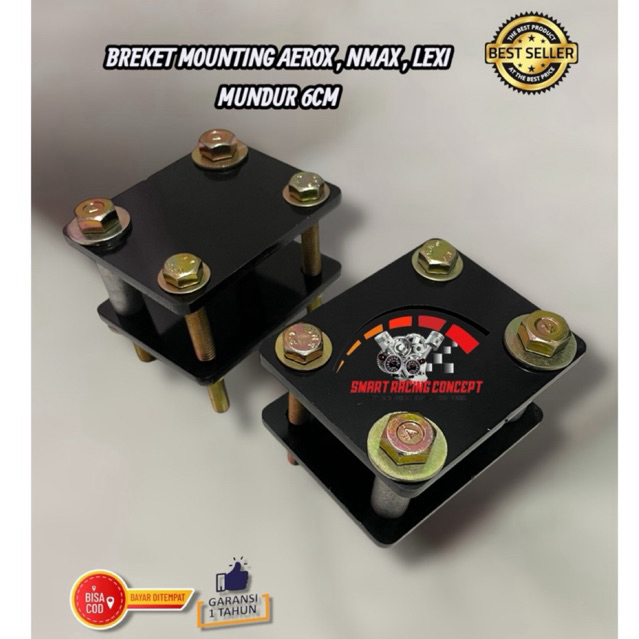 BREKET PLAT MOUNTING AEROX NMAX DAN LEXI MUNDUR 6CM BAHAN PLAT TEBAL 4.5MM