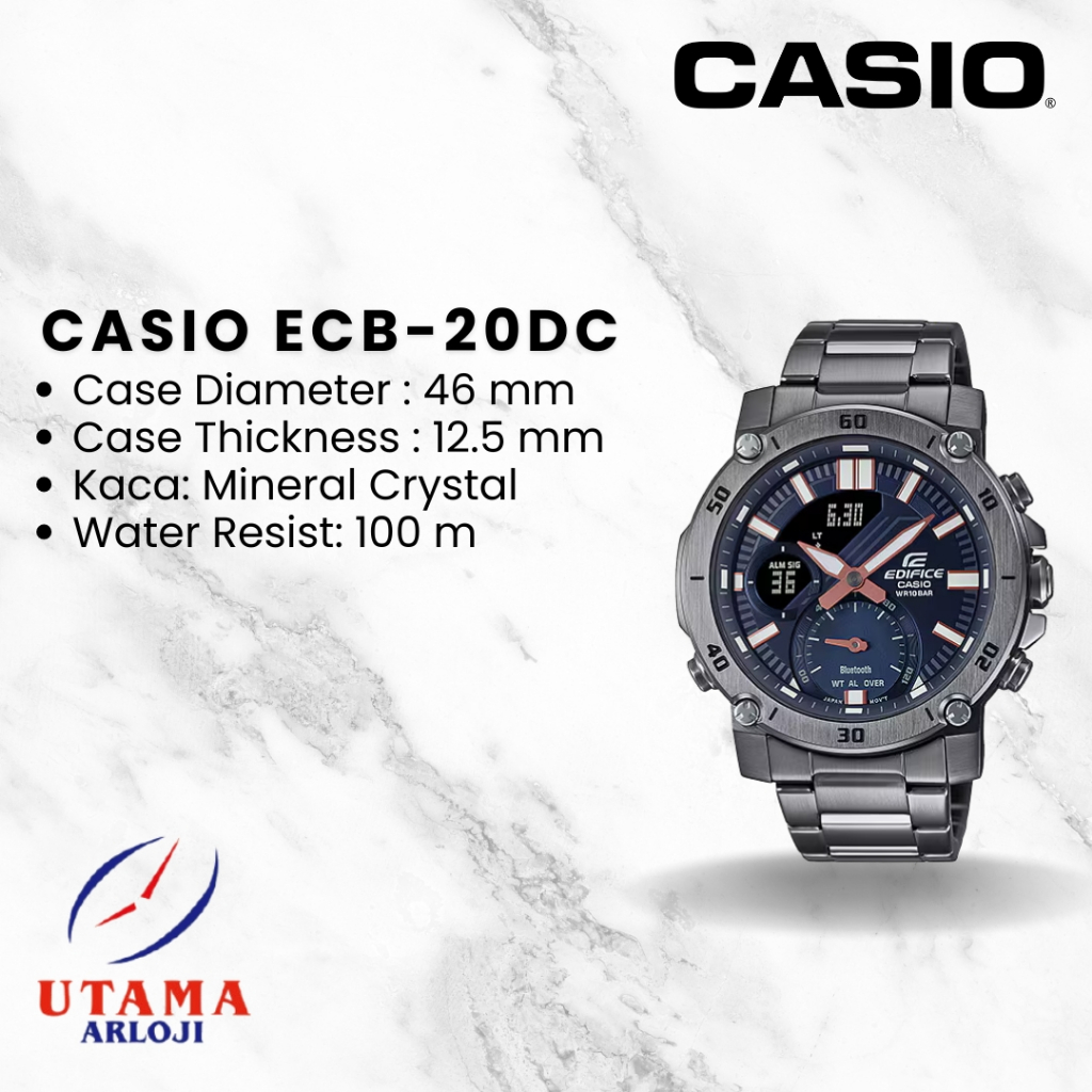 CASIO Edifice Bluetooth ECB-20DC Jam Tangan AnaDigi Pria