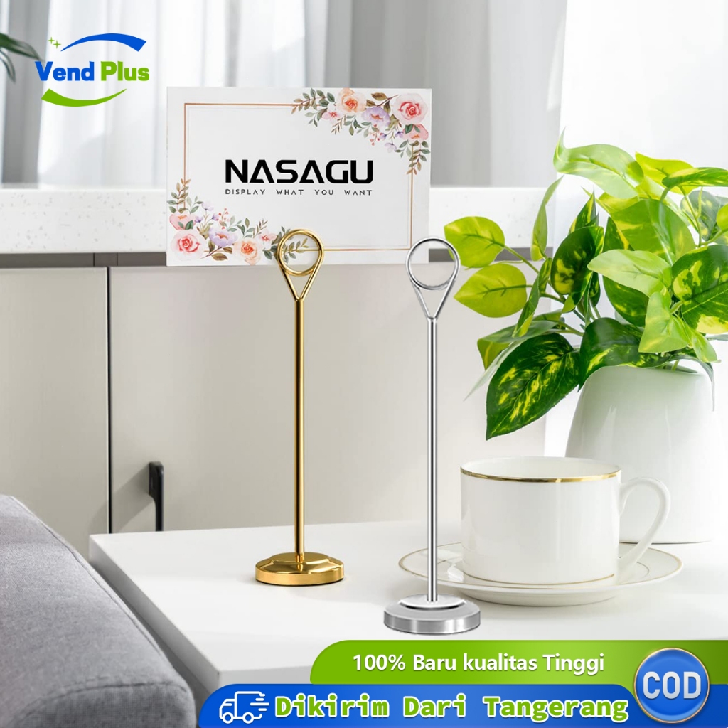 

25cm Tiang Nomor Meja Card Holder Table Number Menu Stand Logam Kuningan