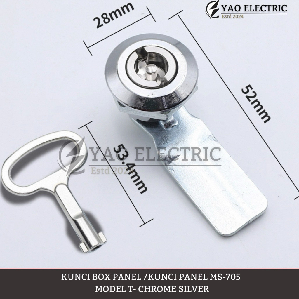 Kunci Box Panel/ Kunci Panel MS-705 - Model T (Chrome Silver)