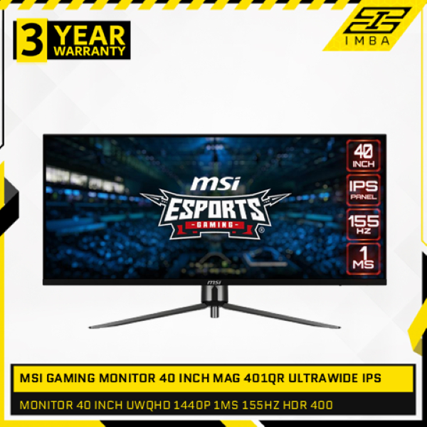 MSI GAMING MONITOR 40 INCH MAG 401QR / MAG401QR ULTRAWIDE IPS UWQHD 1440P 1MS 155HZ HDR 400 3Y