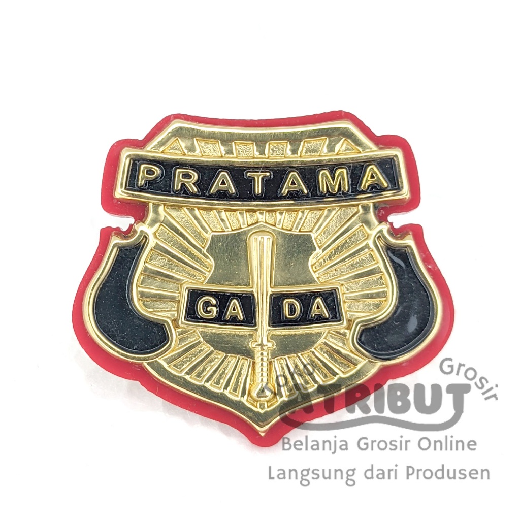 PIN KEWENANGAN GADA PRATAMA  MITRA POLRI LOGAM TEBAL MAGNET PREMIUM / PIN SATPAM LOGAM KUNINGAN NO B