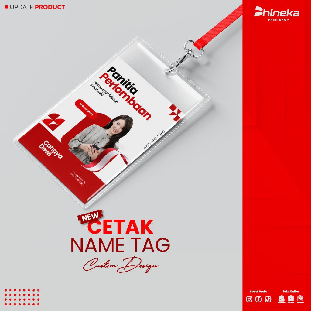 

Cetak custom nametag/nametag gantung plastik/satu set dengan tali