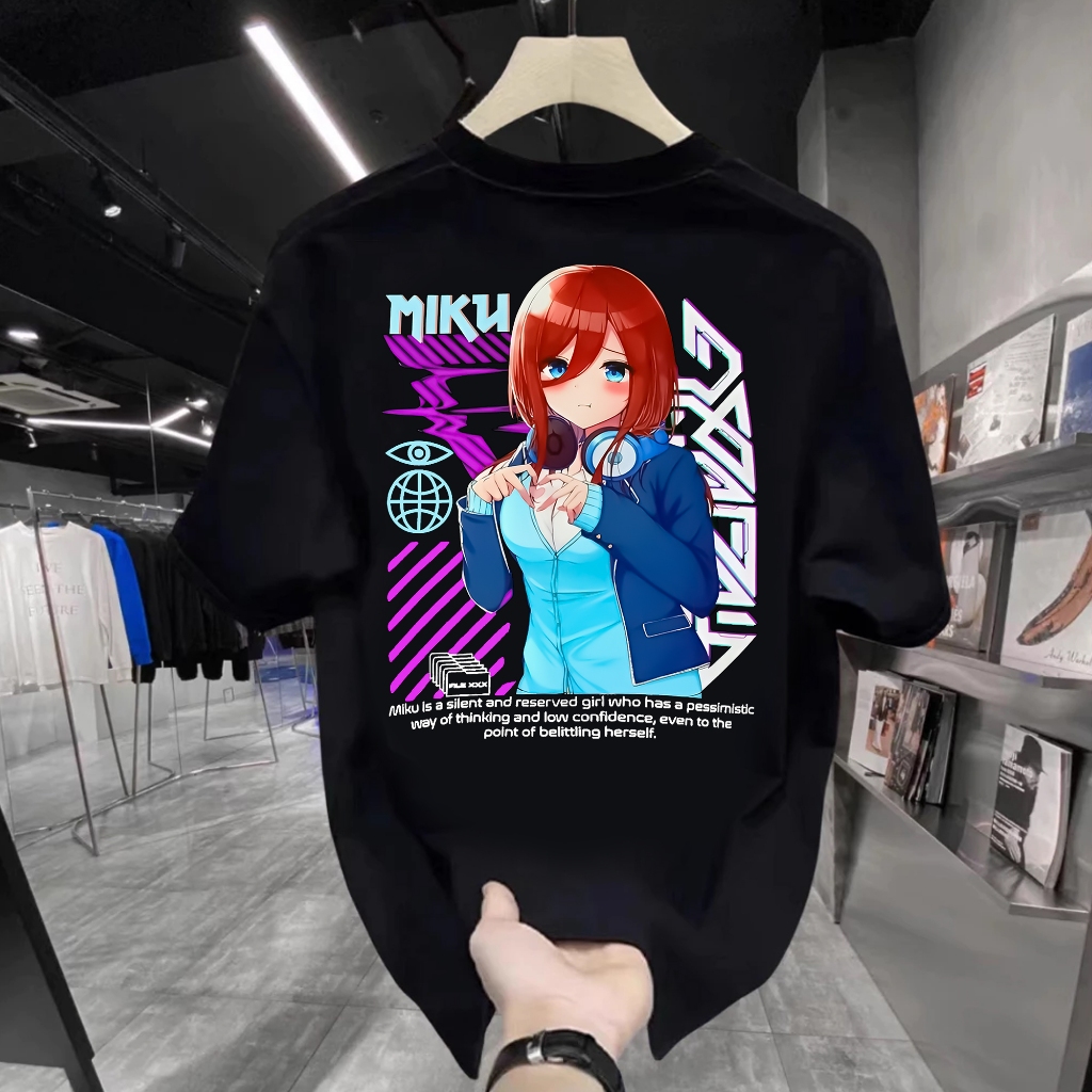 Kaos Cotton Combed 24s Print DTF T-Shirt Kaos Urban Gotoubun No Hanayome MIKU NAKANO Anime