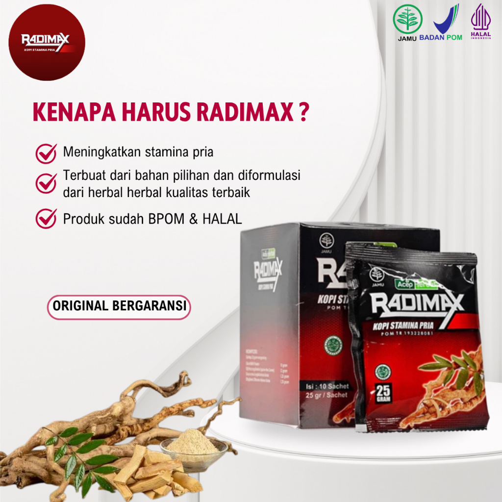 

Kopi RADIMAX Herbal Asli Bergaransi 1 BOX Isi 10 Sachet
