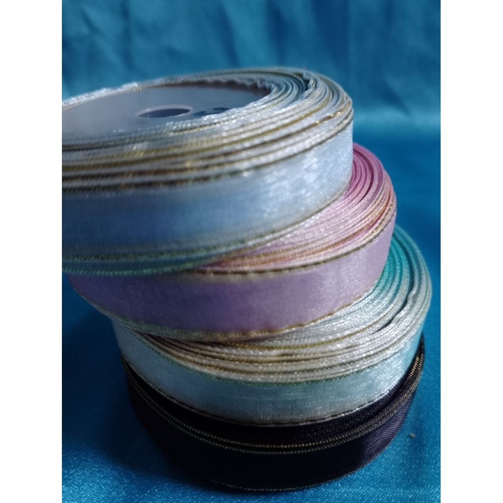 

Promo Cuci Gudang" Pita Satin Transparan list gold