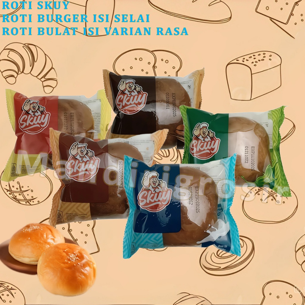 

Roti Burger Isi Selai * Roti Skuy * Roti Bulat Dengan Isian Varian Rasa * 52gr